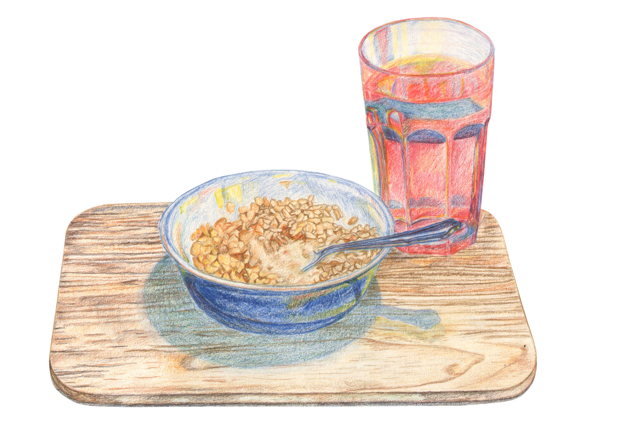 Breakfast, coloured pencil on paper