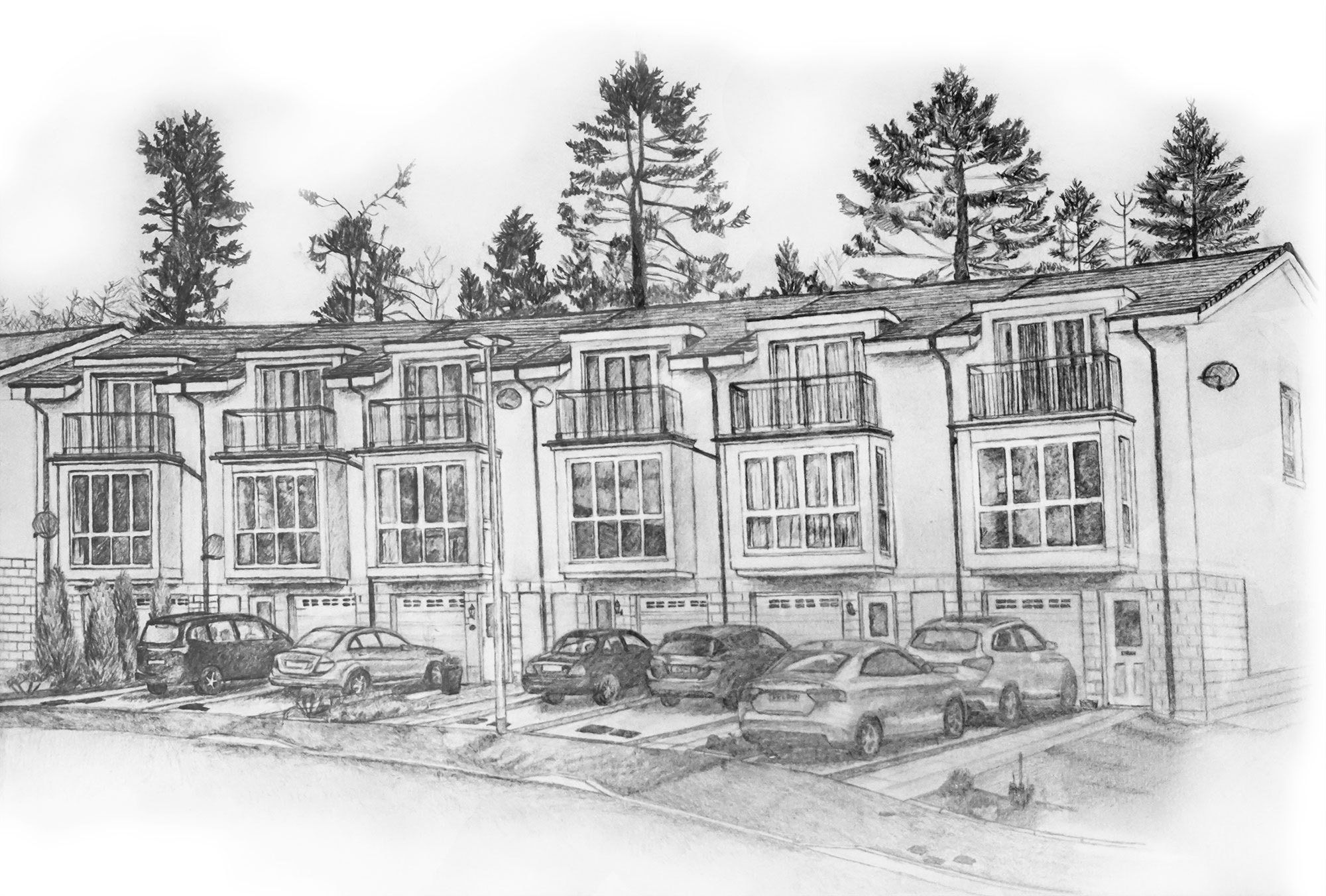 Woodlands Terrace, pencil on paper