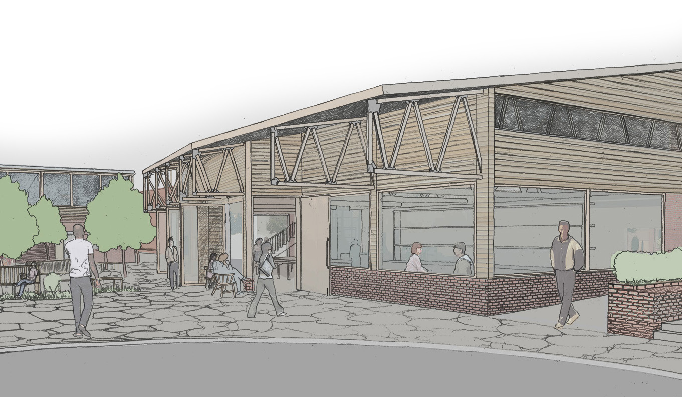 Plaza perspective drawing